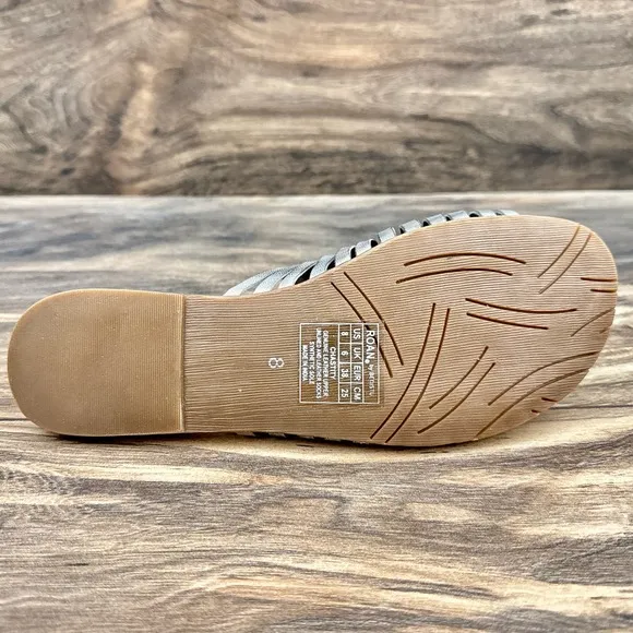 NIB Roan Bed Stu Chastity 8 38 Leather Huarache Slide Flat Sandals Alkaline Gray