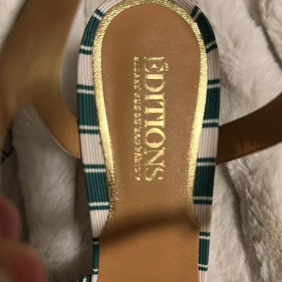 NIB | Sezane Editions ‘Carmela’ High Sandals Green Stripes - Size 8