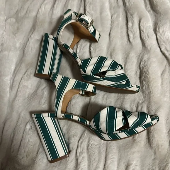 NIB | Sezane Editions ‘Carmela’ High Sandals Green Stripes - Size 8