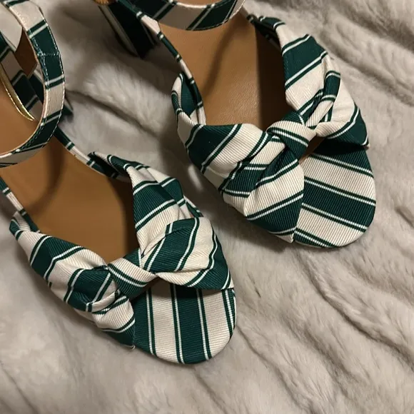 NIB | Sezane Editions ‘Carmela’ High Sandals Green Stripes - Size 8