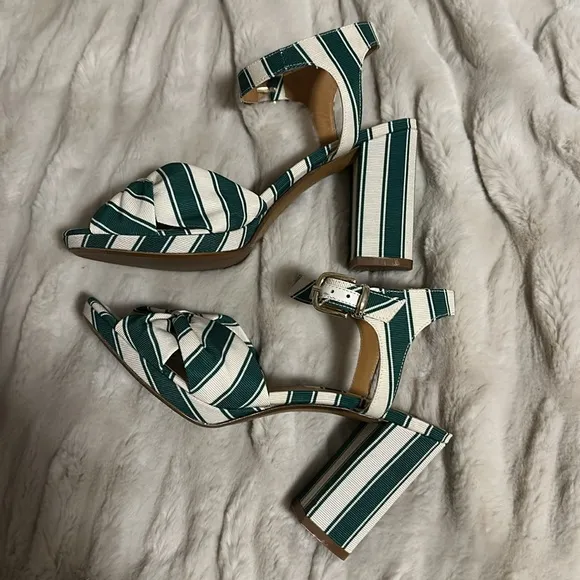 NIB | Sezane Editions ‘Carmela’ High Sandals Green Stripes - Size 8