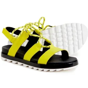 NIB Sorel Roaming Lace 8 Slingback Gladiator Flat Leather Sandals Lime Green