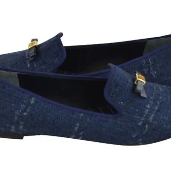 NIB Tory Burch Chandra Loafers Shoes Navy  8.5