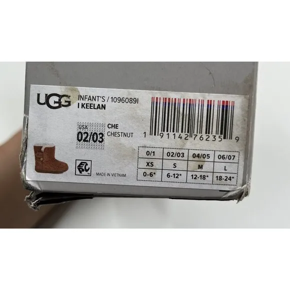 NIB UGG Ikeelan Lamb Skin Baby Boots Size 2-3 Small Brown Slip On
