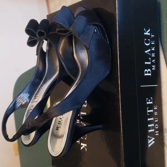 NIB WHBM Contessa Black High Heel Sandals Size 6.5