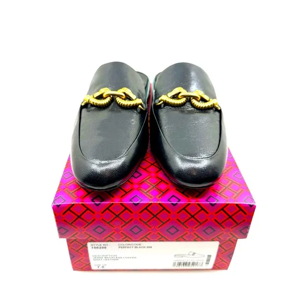 NIB with dust bad TORY BURCH Jessa Backless Loafer Goat Leather - Size 7.5