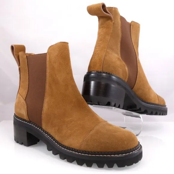 NIB$550 See by Chloé Mallory Suede Leather Lug Sole Chelsea Ankle Boots 42 11.5