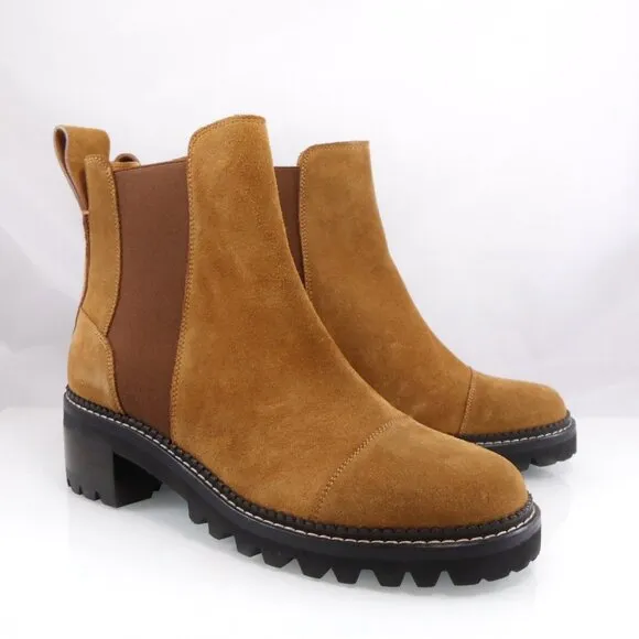 NIB$550 See by Chloé Mallory Suede Leather Lug Sole Chelsea Ankle Boots 42 11.5