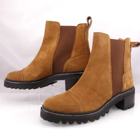 NIB$550 See by Chloé Mallory Suede Leather Lug Sole Chelsea Ankle Boots 42 11.5