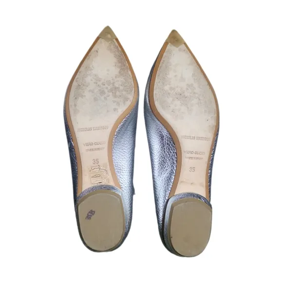 NICHOLAS KIRKWOOD | Beya Metallic Silver Leather‎ Loafers /Flats in Size…