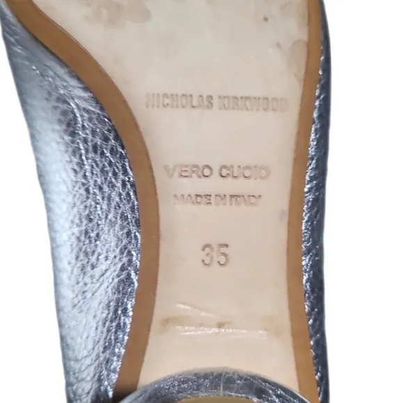 NICHOLAS KIRKWOOD | Beya Metallic Silver Leather‎ Loafers /Flats in Size…