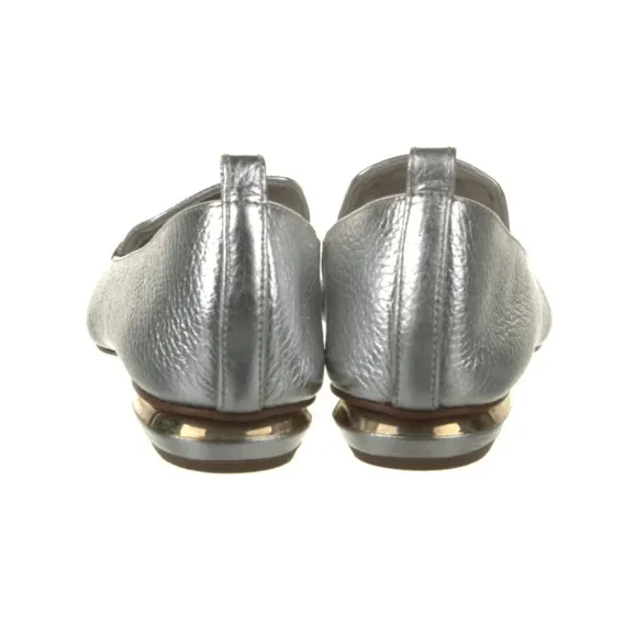 NICHOLAS KIRKWOOD | Beya Metallic Silver Leather‎ Loafers /Flats in Size…