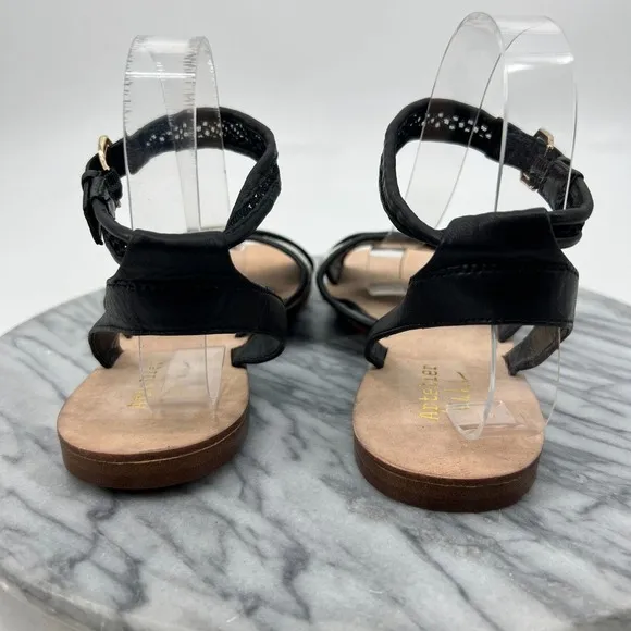 Nicole Miller Artelier Raf Sandals Women 7.5 Pony Fur Ankle Strap Zebra Flat