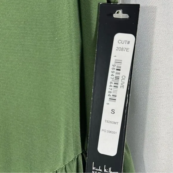 NICOLE MILLER TIERED MIDI DRESS IN OLIVE SMALL NWT