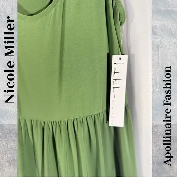 NICOLE MILLER TIERED MIDI DRESS IN OLIVE SMALL NWT