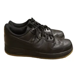 NIKE Air Force 1 Mens Sz 10 Casual Sneakers DZ4404-001 AF1 Black Gum Leather Low