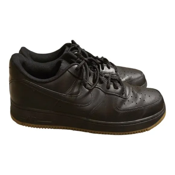 NIKE Air Force 1 Mens Sz 10 Casual Sneakers DZ4404-001 AF1 Black Gum Leather Low