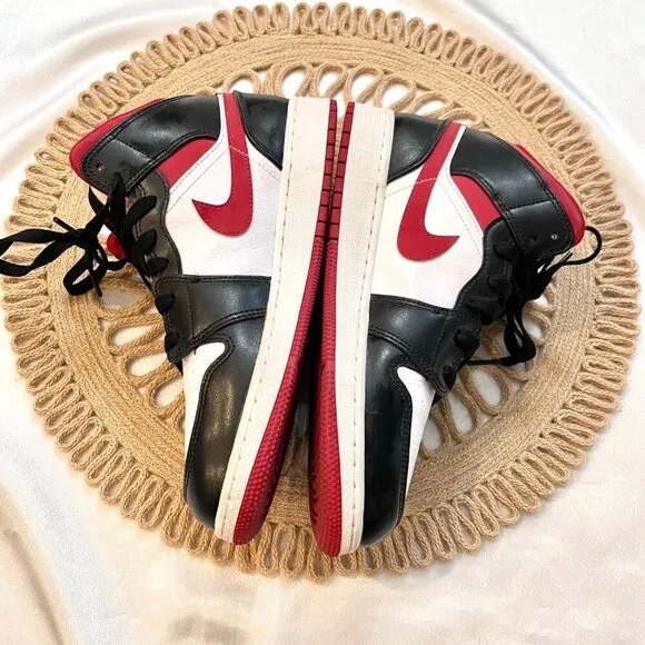 Nike Air Jordan 1 Mid Metallic Red Sneakers Size 7Y/ Women's 8.5