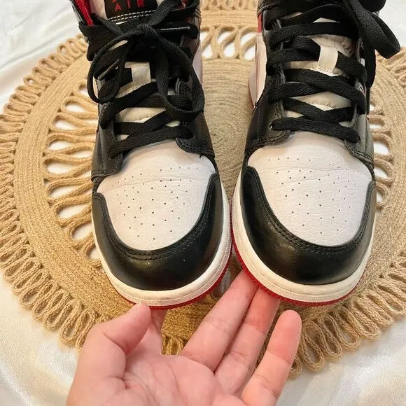 Nike Air Jordan 1 Mid Metallic Red Sneakers Size 7Y/ Women's 8.5