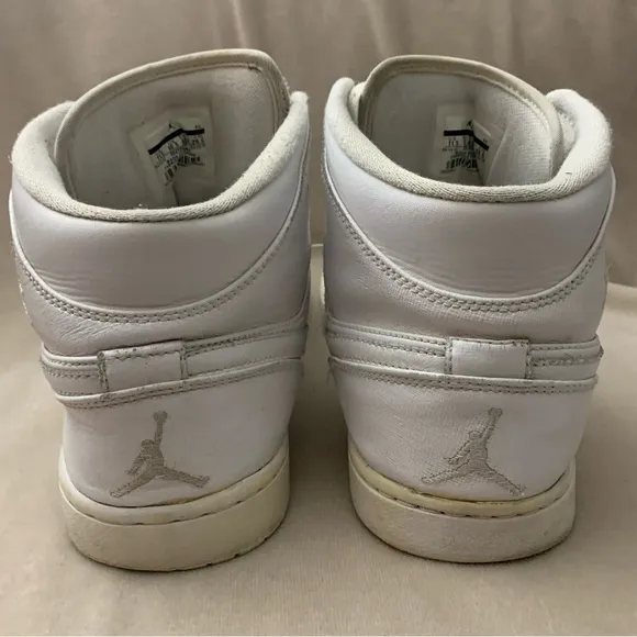 Nike Air Jordan 1 Mid Retro Whiteout Leather Sneakers Men’s Size 11.5