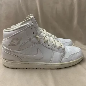 Nike Air Jordan 1 Mid Retro Whiteout Leather Sneakers Men’s Size 11.5