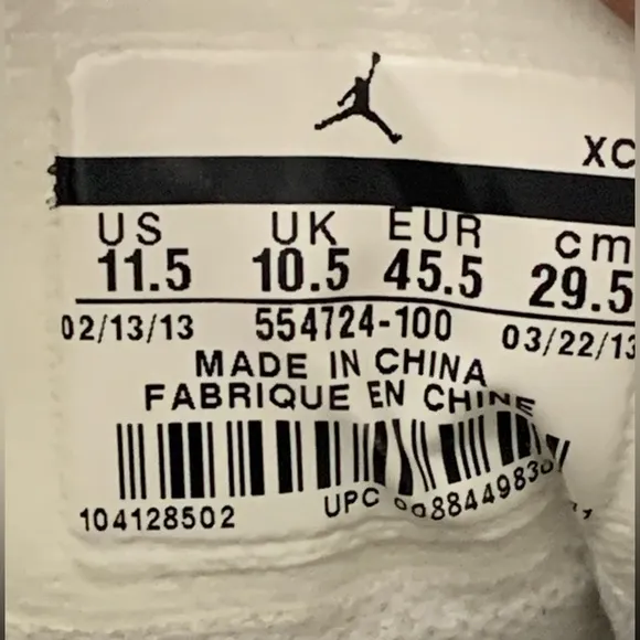 Nike Air Jordan 1 Mid Retro Whiteout Leather Sneakers Men’s Size 11.5