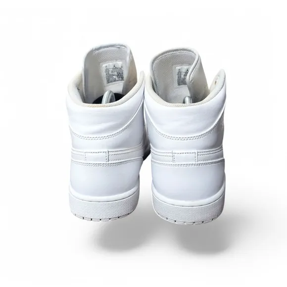 Nike Air Jordan 1 Mid Triple White Basketball Sneakers Men's Size 13
