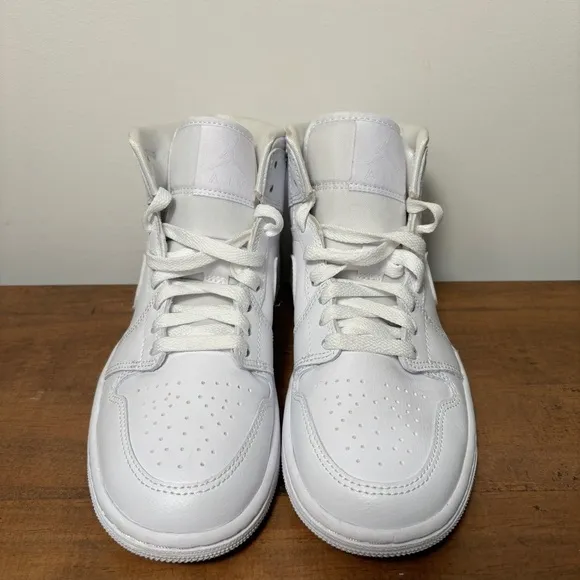 Nike Air Jordan 1 Mid Triple White Sneakers Retro Shoes DV0991-111 Women 5.5