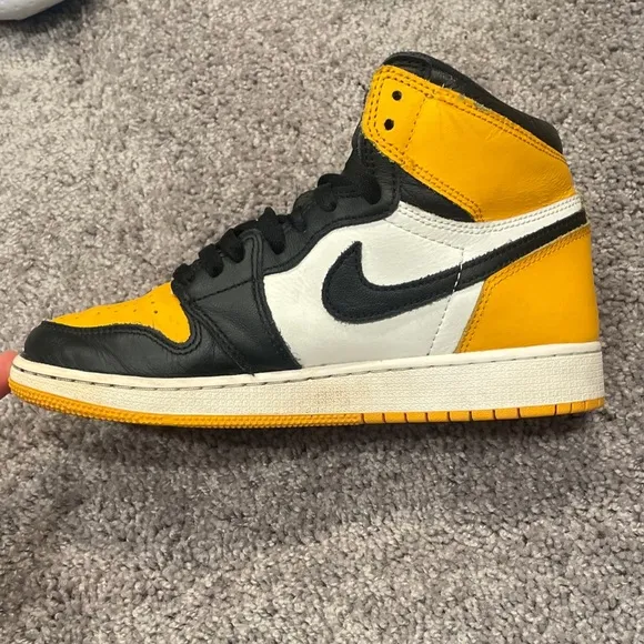 Nike Air Jordan 1 Retro High GS Taxi Yellow Toe Kids Sneakers 6.5Y 575441-711 OG
