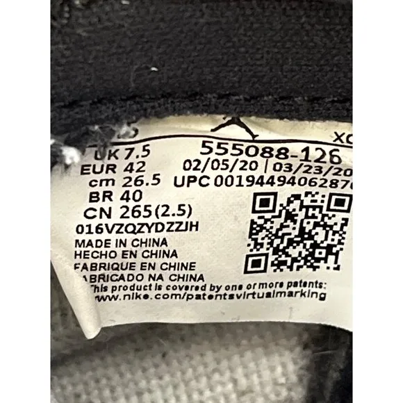 Nike Air Jordan 1 Retro High OG Mens Grey Sneakers Size 8.5 SKU 6427
