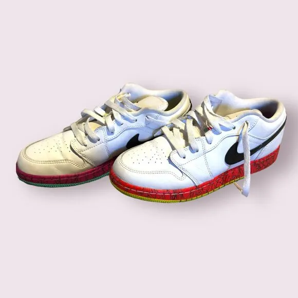 Nike Air Jordan‎ 1 Retro Low GS White Volt Crimson US Size 7Y