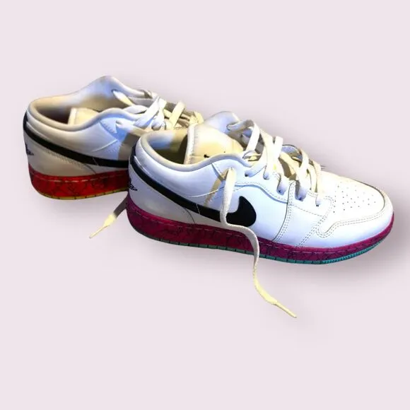 Nike Air Jordan‎ 1 Retro Low GS White Volt Crimson US Size 7Y