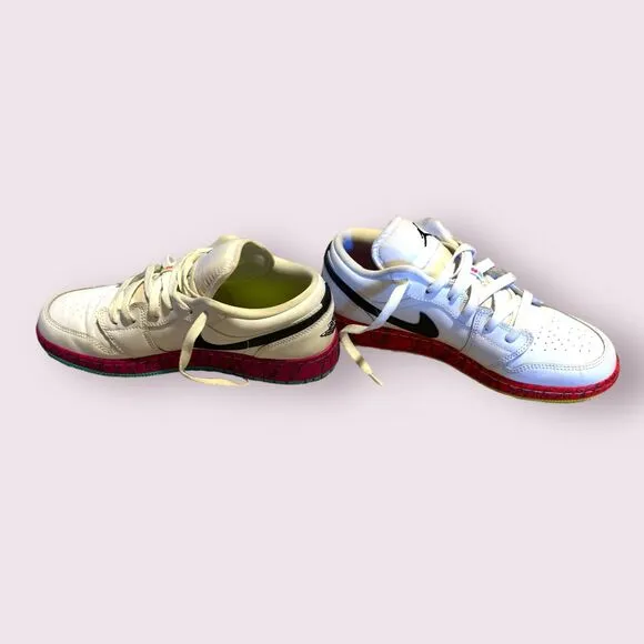 Nike Air Jordan‎ 1 Retro Low GS White Volt Crimson US Size 7Y