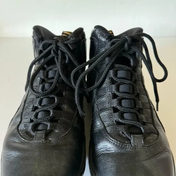 Nike Air Jordan 10 Retro NYC Black Leather Sneakers Size 8.5
