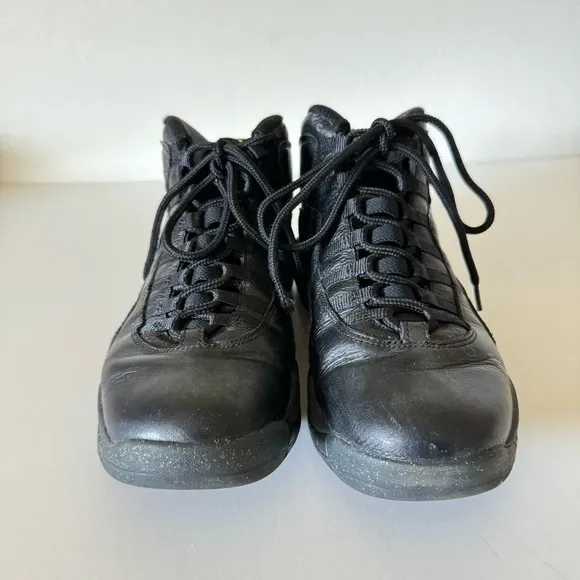 Nike Air Jordan 10 Retro NYC Black Leather Sneakers Size 8.5
