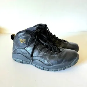 Nike Air Jordan 10 Retro NYC Black Leather Sneakers Size 8.5