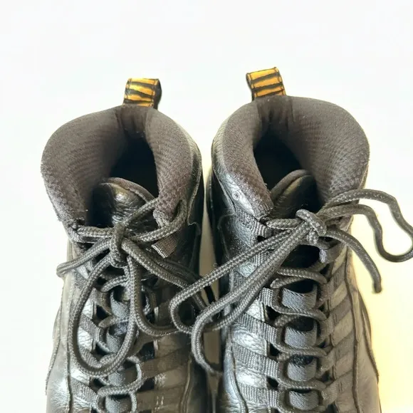 Nike Air Jordan 10 Retro NYC Black Leather Sneakers Size 8.5