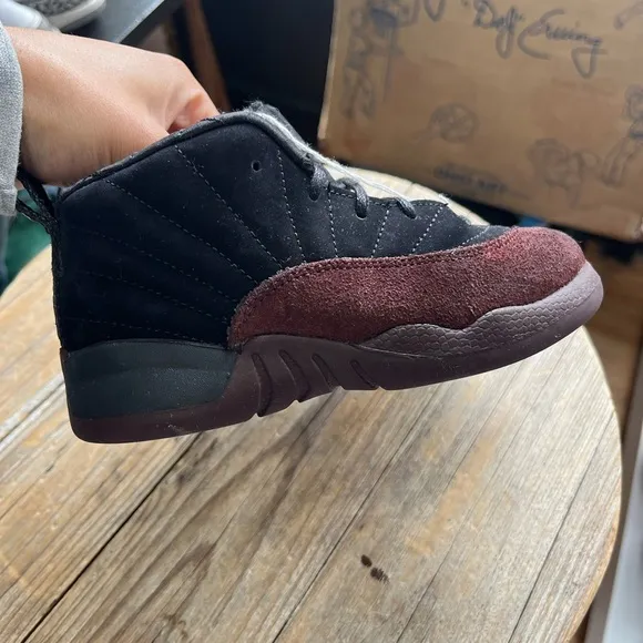 Nike Air Jordan 12 Retro A Ma Mainere Black Burgundy Toddlers Size 10C