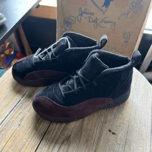 Nike Air Jordan 12 Retro A Ma Mainere Black Burgundy Toddlers Size 10C