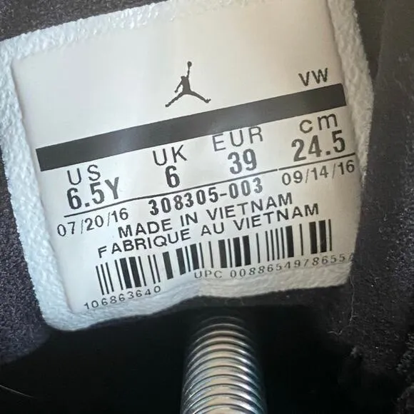 Nike Air Jordan 12 Retro Low Black Kids Sneakers - SZ 6.5 Y- 8 W