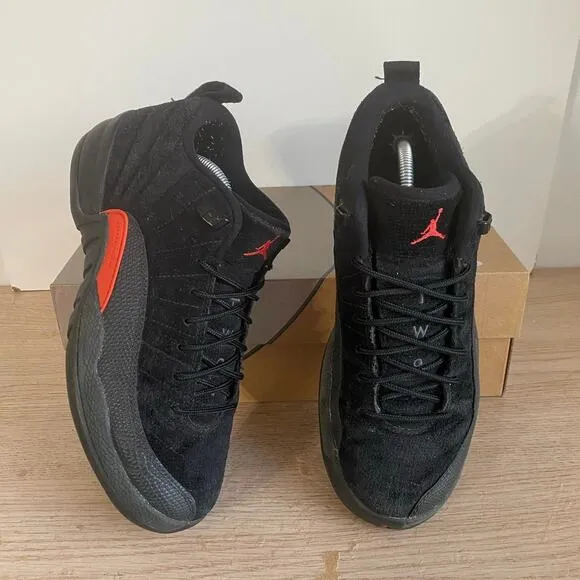 Nike Air Jordan 12 Retro Low Black Kids Sneakers - SZ 6.5 Y- 8 W
