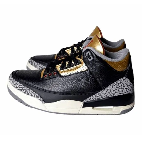 NIKE Air Jordan 3 Retro 'Black Cement' Sneakers Size M8.5/W10