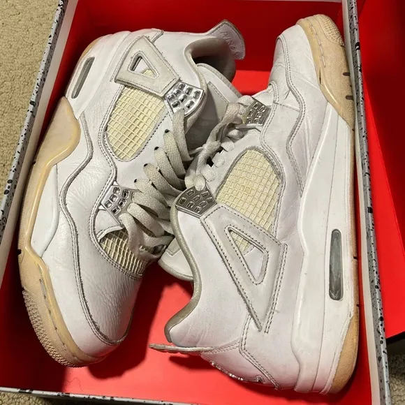 Nike Air Jordan 4 Retro Pure Money 2017 308497 100 White/Metallic Silver Size 10