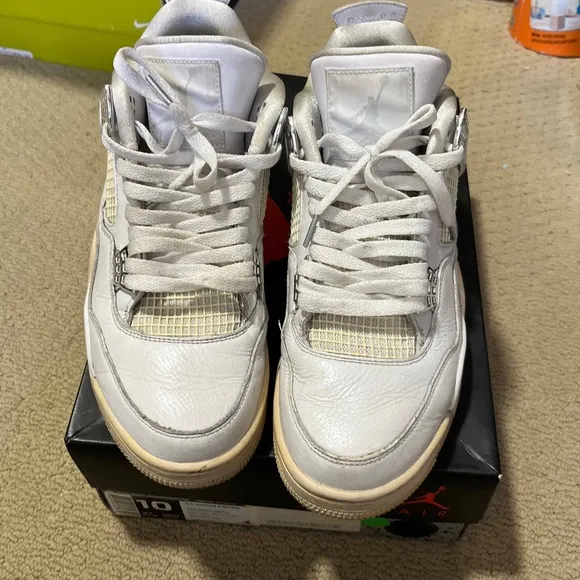 Nike Air Jordan 4 Retro Pure Money 2017 308497 100 White/Metallic Silver Size 10