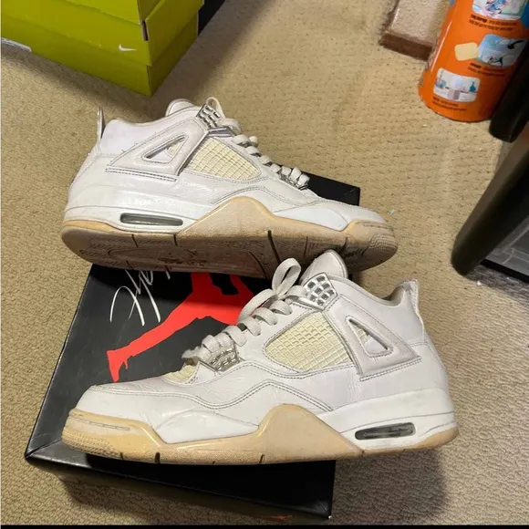 Nike Air Jordan 4 Retro Pure Money 2017 308497 100 White/Metallic Silver Size 10