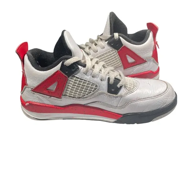 Nike Air Jordan 4 Retro Red Cement White BQ7669-161 Preschool Ps Size 2Y