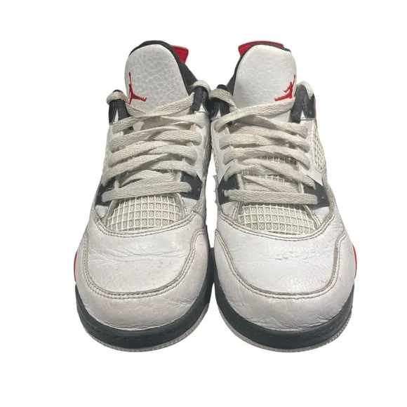 Nike Air Jordan 4 Retro Red Cement White BQ7669-161 Preschool Ps Size 2Y
