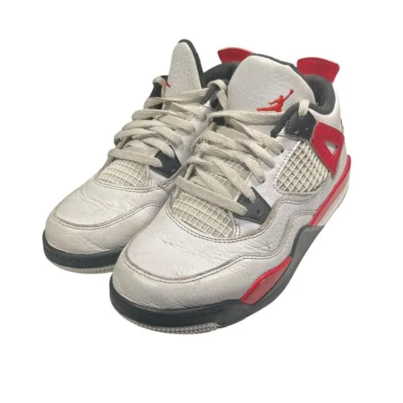 Nike Air Jordan 4 Retro Red Cement White BQ7669-161 Preschool Ps Size 2Y