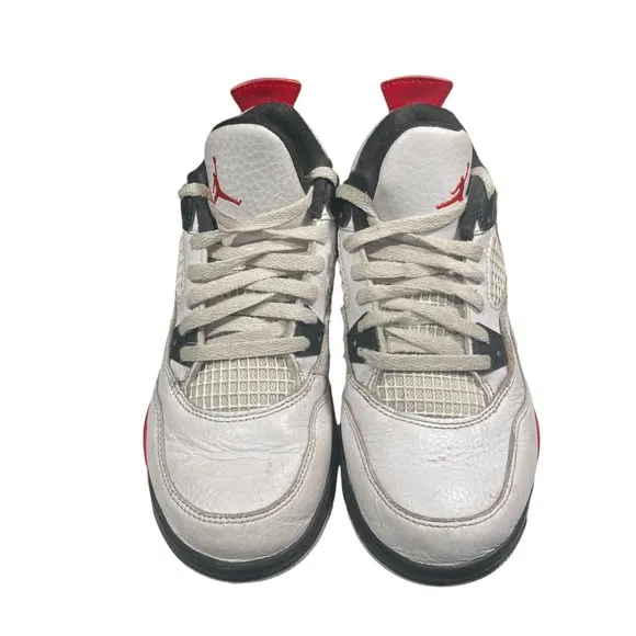 Nike Air Jordan 4 Retro Red Cement White BQ7669-161 Preschool Ps Size 2Y