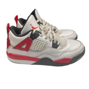 Nike Air Jordan 4 Retro Red Cement White BQ7669-161 Preschool Ps Size 2Y